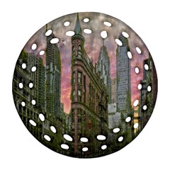 Flat Iron Building Toronto Ontario Round Filigree Ornament (two Sides) by Nexatart