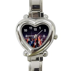 Dubai Cityscape Emirates Travel Heart Italian Charm Watch by Nexatart