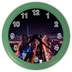 Dubai Cityscape Emirates Travel Color Wall Clocks by Nexatart