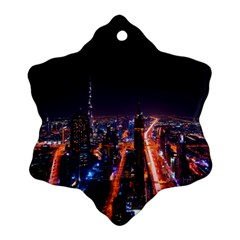 Dubai Cityscape Emirates Travel Snowflake Ornament (two Sides) by Nexatart