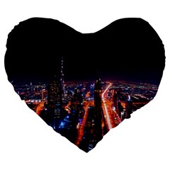 Dubai Cityscape Emirates Travel Large 19  Premium Heart Shape Cushions by Nexatart