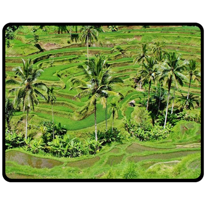 Greenery Paddy Fields Rice Crops Double Sided Fleece Blanket (Medium) 