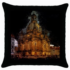 Dresden Frauenkirche Church Saxony Throw Pillow Case (black) by Nexatart