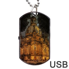 Dresden Frauenkirche Church Saxony Dog Tag Usb Flash (one Side) by Nexatart