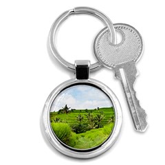 Bali Rice Terraces Landscape Rice Key Chains (round)  by Nexatart