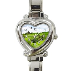 Bali Rice Terraces Landscape Rice Heart Italian Charm Watch by Nexatart