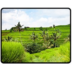 Bali Rice Terraces Landscape Rice Fleece Blanket (medium)  by Nexatart