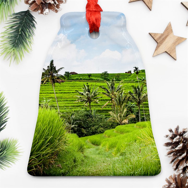 Bali Rice Terraces Landscape Rice Bell Ornament (Two Sides)