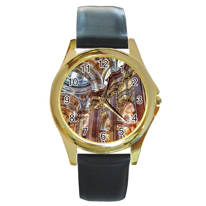 Baroque Church Collegiate Church Round Gold Metal Watch