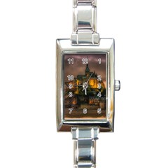 Mont St Michel Sunset Island Church Rectangle Italian Charm Watch by Nexatart