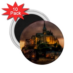 Mont St Michel Sunset Island Church 2 25  Magnets (10 Pack)  by Nexatart