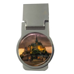 Mont St Michel Sunset Island Church Money Clips (round)  by Nexatart