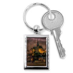 Mont St Michel Sunset Island Church Key Chains (rectangle)  by Nexatart