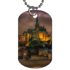 Mont St Michel Sunset Island Church Dog Tag (one Side) by Nexatart