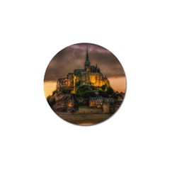 Mont St Michel Sunset Island Church Golf Ball Marker (4 Pack) by Nexatart