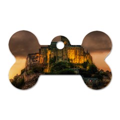 Mont St Michel Sunset Island Church Dog Tag Bone (two Sides) by Nexatart