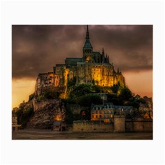 Mont St Michel Sunset Island Church Small Glasses Cloth (2-side) by Nexatart