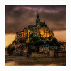 Mont St Michel Sunset Island Church Medium Glasses Cloth by Nexatart