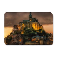 Mont St Michel Sunset Island Church Small Doormat  by Nexatart