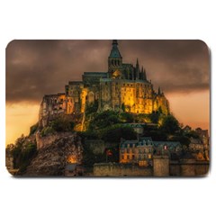 Mont St Michel Sunset Island Church Large Doormat  by Nexatart