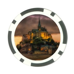 Mont St Michel Sunset Island Church Poker Chip Card Guard by Nexatart