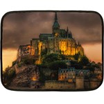 Mont St Michel Sunset Island Church Double Sided Fleece Blanket (Mini)  35 x27  Blanket Front