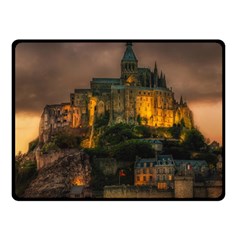 Mont St Michel Sunset Island Church Fleece Blanket (small) by Nexatart