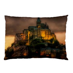 Mont St Michel Sunset Island Church Pillow Case (two Sides) by Nexatart