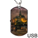 Mont St Michel Sunset Island Church Dog Tag USB Flash (One Side) Front