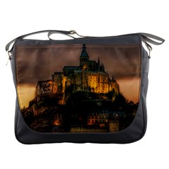 Mont St Michel Sunset Island Church Messenger Bags by Nexatart