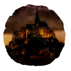 Mont St Michel Sunset Island Church Large 18  Premium Round Cushions by Nexatart