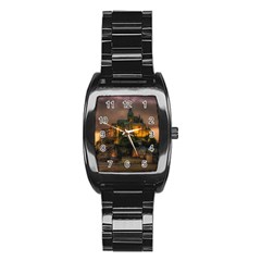 Mont St Michel Sunset Island Church Stainless Steel Barrel Watch by Nexatart