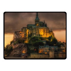 Mont St Michel Sunset Island Church Double Sided Fleece Blanket (small)  by Nexatart