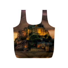 Mont St Michel Sunset Island Church Full Print Recycle Bags (s)  by Nexatart