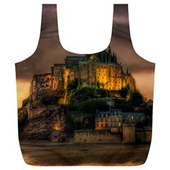 Mont St Michel Sunset Island Church Full Print Recycle Bags (l)  by Nexatart