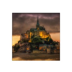 Mont St Michel Sunset Island Church Satin Bandana Scarf by Nexatart