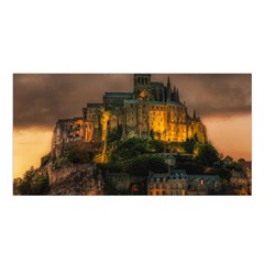 Mont St Michel Sunset Island Church Satin Shawl by Nexatart