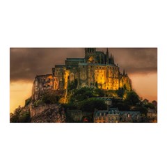 Mont St Michel Sunset Island Church Satin Wrap by Nexatart