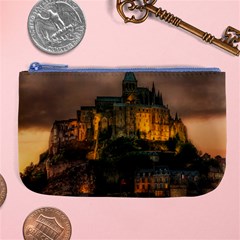 Mont St Michel Sunset Island Church Large Coin Purse by Nexatart