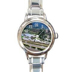 Rice Terrace Rice Fields Round Italian Charm Watch by Nexatart