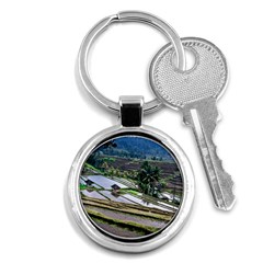 Rice Terrace Rice Fields Key Chains (round)  by Nexatart