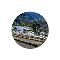 Rice Terrace Rice Fields Rubber Round Coaster (4 Pack)  by Nexatart