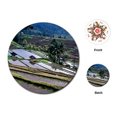 Rice Terrace Rice Fields Playing Cards (round)  by Nexatart