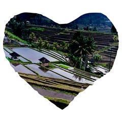 Rice Terrace Rice Fields Large 19  Premium Heart Shape Cushions by Nexatart