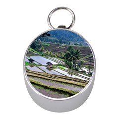 Rice Terrace Rice Fields Mini Silver Compasses by Nexatart