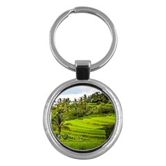 Rice Terrace Terraces Key Chains (round)  by Nexatart