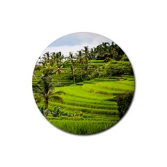 Rice Terrace Terraces Rubber Coaster (round)  by Nexatart