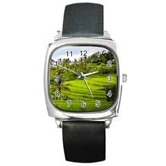 Rice Terrace Terraces Square Metal Watch