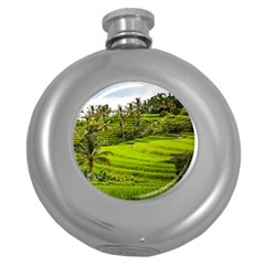 Rice Terrace Terraces Round Hip Flask (5 Oz) by Nexatart