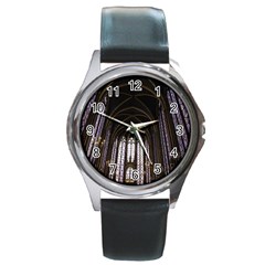 Sainte Chapelle Paris Stained Glass Round Metal Watch by Nexatart